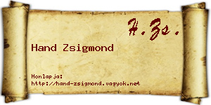 Hand Zsigmond névjegykártya